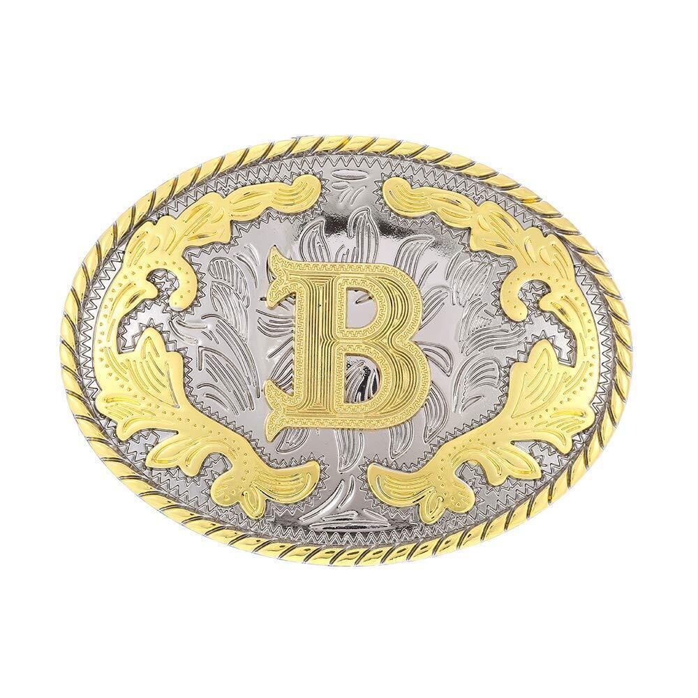 7939 Western Belt Buckle Initial Letters ABCDEFG to Y-Cowboy Rodeo Gold